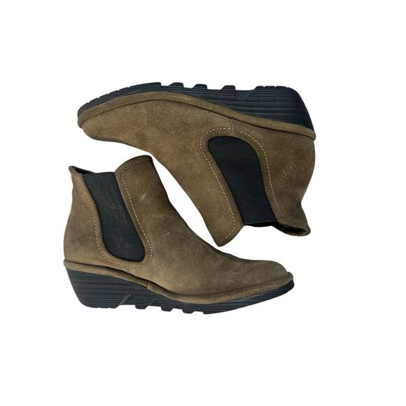 Fly London boots womens‎ 39 Yade booties wedge pull on P500426003 Green Beige - Picture 3 of 8